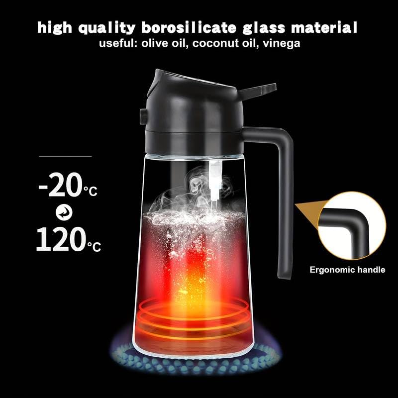 Glass Oil Dispenser Bottle - Pour & Spray for Healthy Cooking